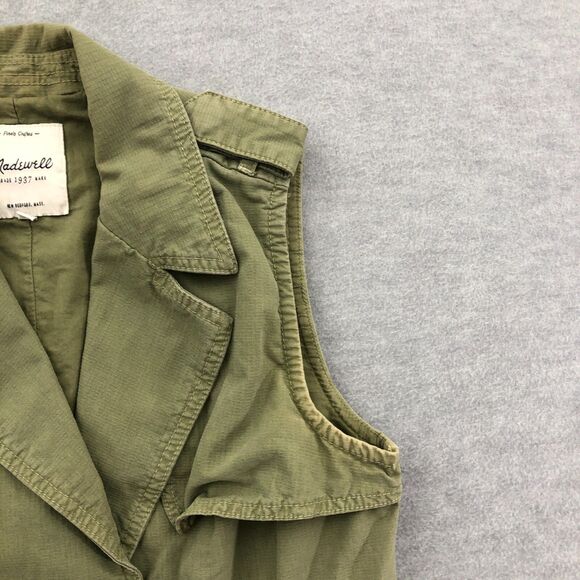 Madewell Safari Military Vest Womens Size XS Olive Green Rip Stop Cotton Spandex - Picture 3 of 16